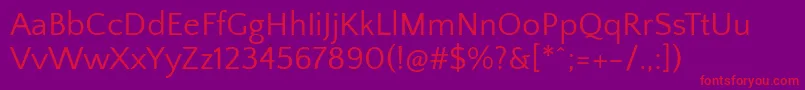 QuattrocentosansRegular Font – Red Fonts on Purple Background