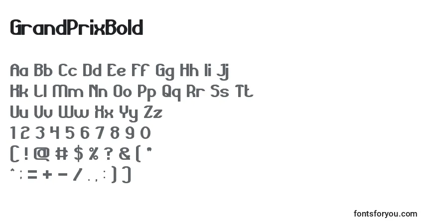 Czcionka GrandPrixBold – alfabet, cyfry, specjalne znaki