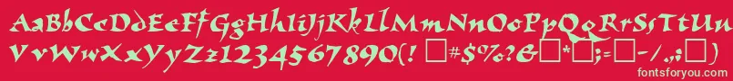 Czcionka Eldbjtt – zielone czcionki na czerwonym tle