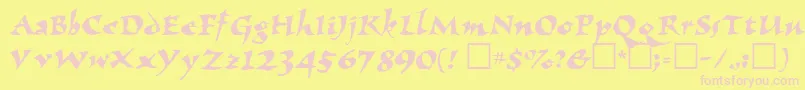 Eldbjtt Font – Pink Fonts on Yellow Background