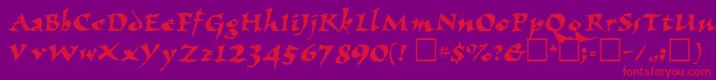 Eldbjtt-Schriftart – Rote Schriften auf violettem Hintergrund