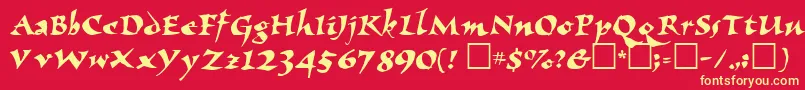 Eldbjtt-Schriftart – Gelbe Schriften auf rotem Hintergrund