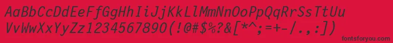 LetterGothic12PitchItalicBt Font – Black Fonts on Red Background