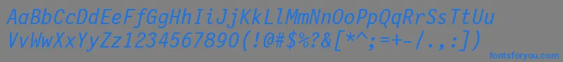 Czcionka LetterGothic12PitchItalicBt – niebieskie czcionki na szarym tle