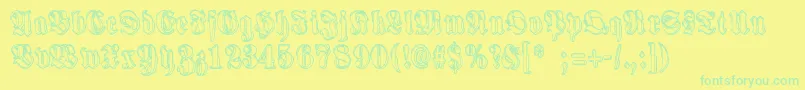 HarmaaPerkele Font – Green Fonts on Yellow Background