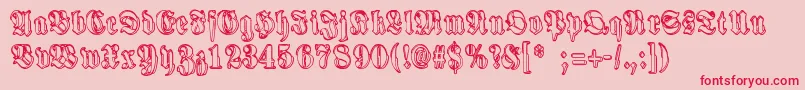 HarmaaPerkele-Schriftart – Rote Schriften auf rosa Hintergrund