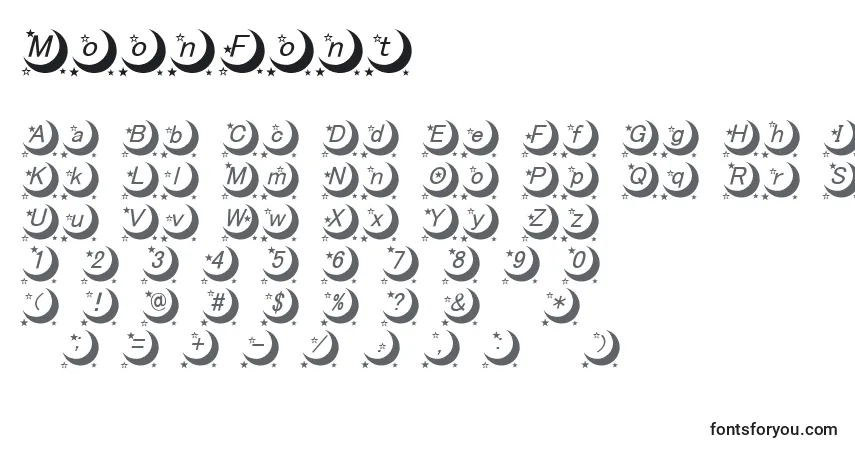 Schriftart MoonFont – Alphabet, Zahlen, spezielle Symbole