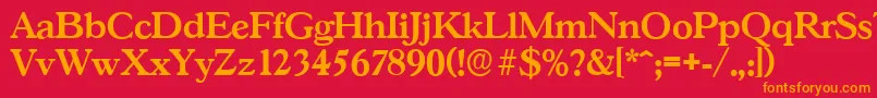 フォントGascogneserialBold – 赤い背景にオレンジの文字