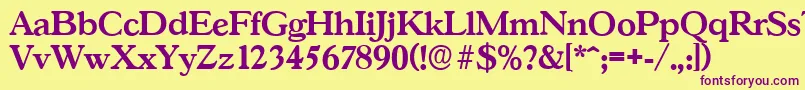 GascogneserialBold Font – Purple Fonts on Yellow Background