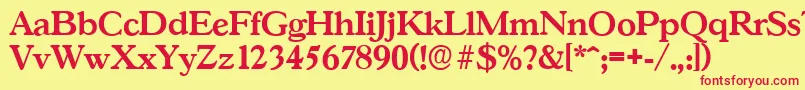 Czcionka GascogneserialBold – czerwone czcionki na żółtym tle