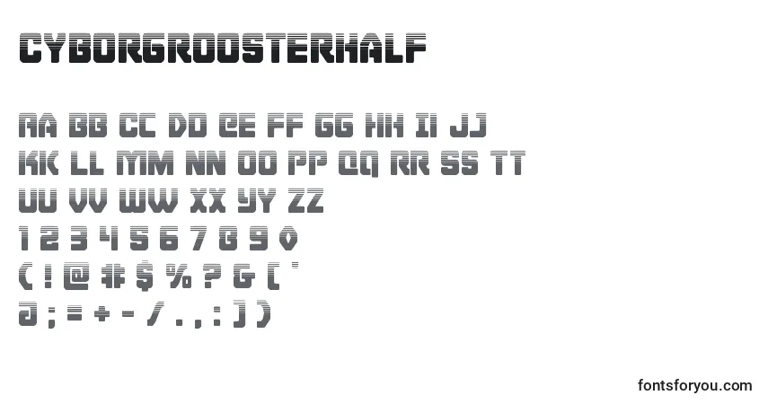 Schriftart Cyborgroosterhalf – Alphabet, Zahlen, spezielle Symbole