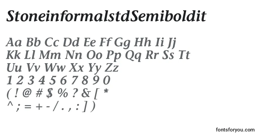 Шрифт StoneinformalstdSemiboldit – алфавит, цифры, специальные символы