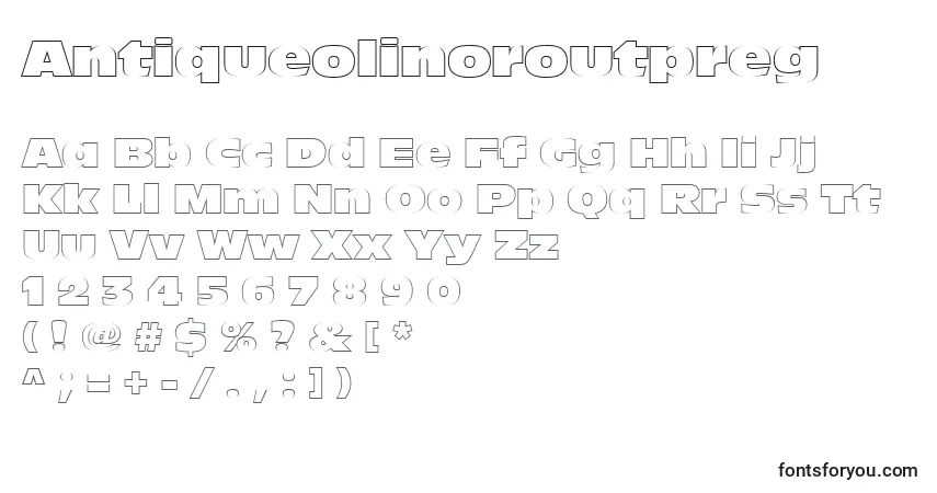 Czcionka Antiqueolinoroutpreg – alfabet, cyfry, specjalne znaki