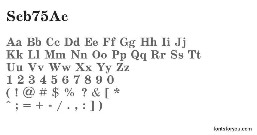 Schriftart Scb75Ac – Alphabet, Zahlen, spezielle Symbole