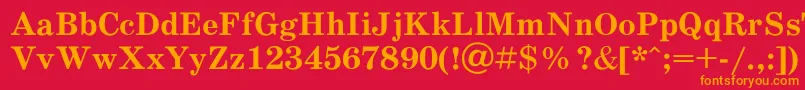Scb75Ac-Schriftart – Orangefarbene Schriften auf rotem Hintergrund