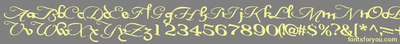 InterplaytextBold-fontti – keltaiset fontit harmaalla taustalla