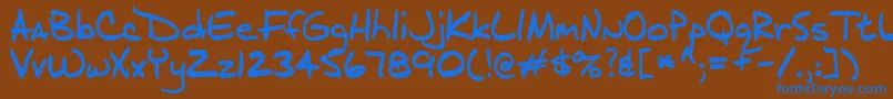 Jd-Schriftart – Blaue Schriften auf braunem Hintergrund