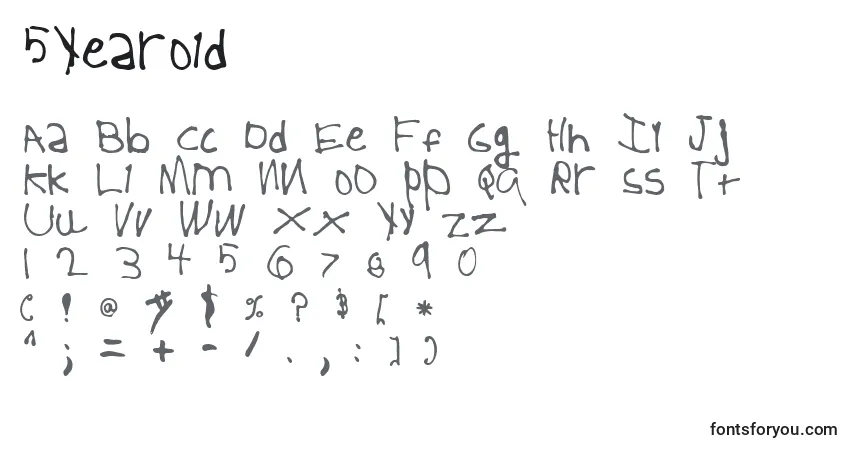 Schriftart 5YearOld – Alphabet, Zahlen, spezielle Symbole