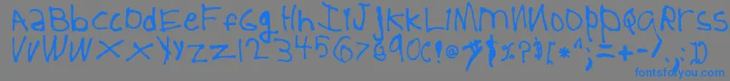 フォント5YearOld – 灰色の背景に青い文字