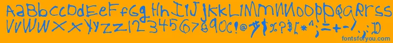5YearOld Font – Blue Fonts on Orange Background