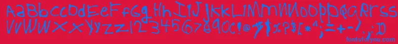 5YearOld Font – Blue Fonts on Red Background