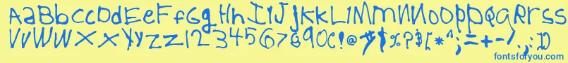 5YearOld Font – Blue Fonts on Yellow Background