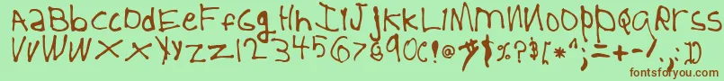 5YearOld Font – Brown Fonts on Green Background