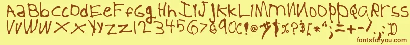 5YearOld Font – Brown Fonts on Yellow Background