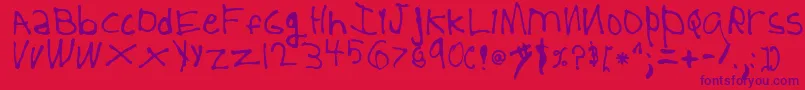 5YearOld Font – Purple Fonts on Red Background