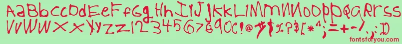 Шрифт 5YearOld – красные шрифты на зелёном фоне