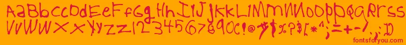 5YearOld-Schriftart – Rote Schriften auf orangefarbenem Hintergrund