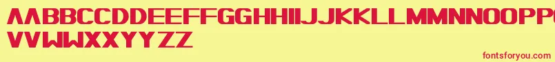 TypoMoiserHeavyFreePromo-Schriftart – Rote Schriften auf gelbem Hintergrund