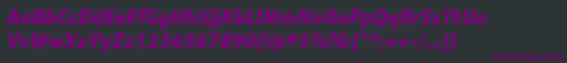 フォントMontaraBolditalic – 黒い背景に紫のフォント