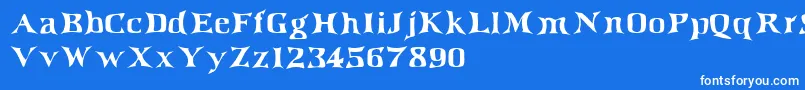 Czcionka Irishjig – białe czcionki na niebieskim tle