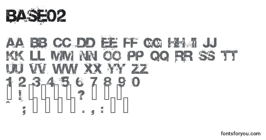 Czcionka Base02 – alfabet, cyfry, specjalne znaki