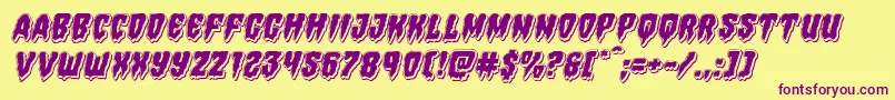 Hemogoblinpunchital Font – Purple Fonts on Yellow Background