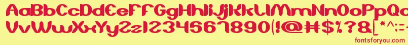 AboutYou-Schriftart – Rote Schriften auf gelbem Hintergrund