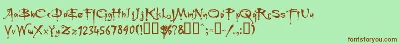 Buff-Schriftart – Braune Schriften auf grünem Hintergrund