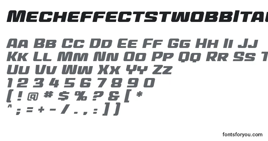 Czcionka MecheffectstwobbItal – alfabet, cyfry, specjalne znaki