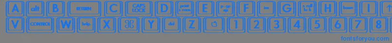 Czcionka KeyboardKeysbtBold – niebieskie czcionki na szarym tle