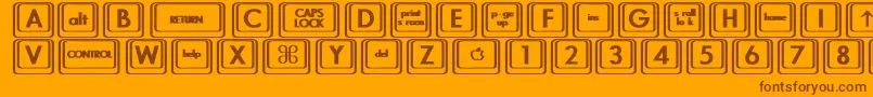 Więcej informacji o czcionce KeyboardKeysbtBold Czcionka KeyboardKeysbtBold – brązowe czcionki na pomarańczowym tle
