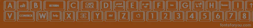 Fonte KeyboardKeysbtBold – fontes cinzas em um fundo marrom