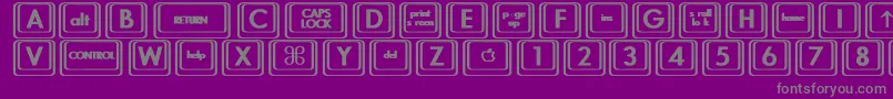 Fonte KeyboardKeysbtBold – fontes cinzas em um fundo violeta