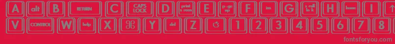 フォントKeyboardKeysbtBold – 赤い背景に灰色の文字