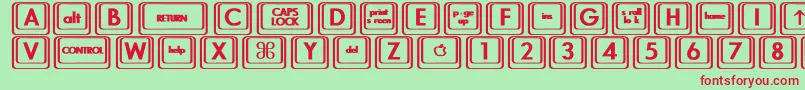 Czcionka KeyboardKeysbtBold – czerwone czcionki na zielonym tle