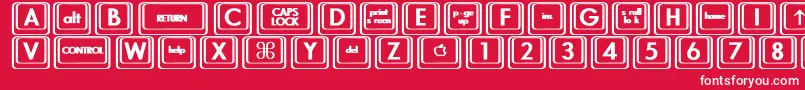 Fonte KeyboardKeysbtBold – fontes brancas em um fundo vermelho