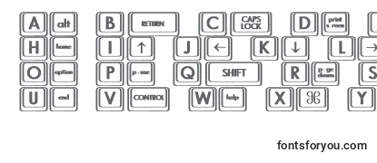 Przegląd czcionki KeyboardKeysbtBold