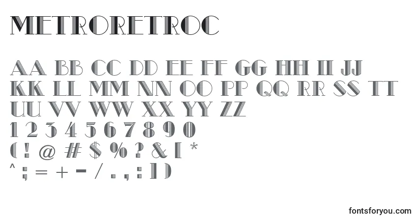 A fonte MetroRetroC – alfabeto, números, caracteres especiais