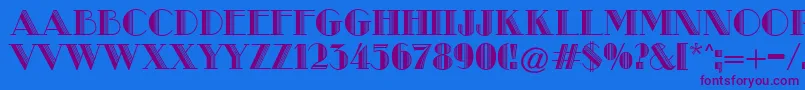 MetroRetroC-Schriftart – Violette Schriften auf blauem Hintergrund