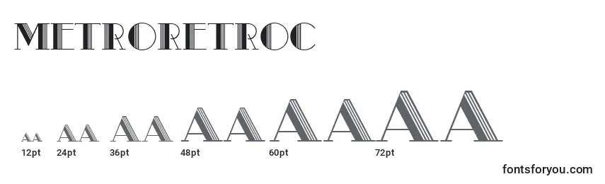 MetroRetroC-fontin koot